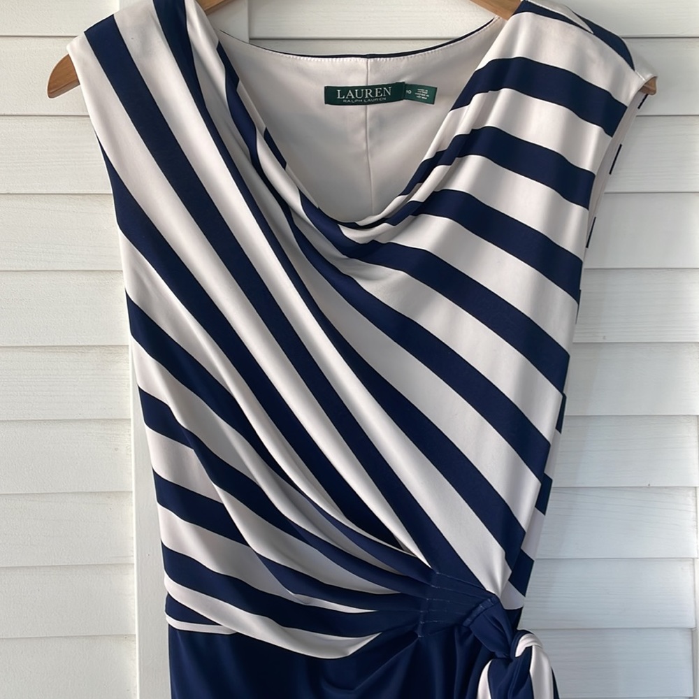 Lauren Ralph Lauren Blue and White side tie dress - Picture 4 of 8